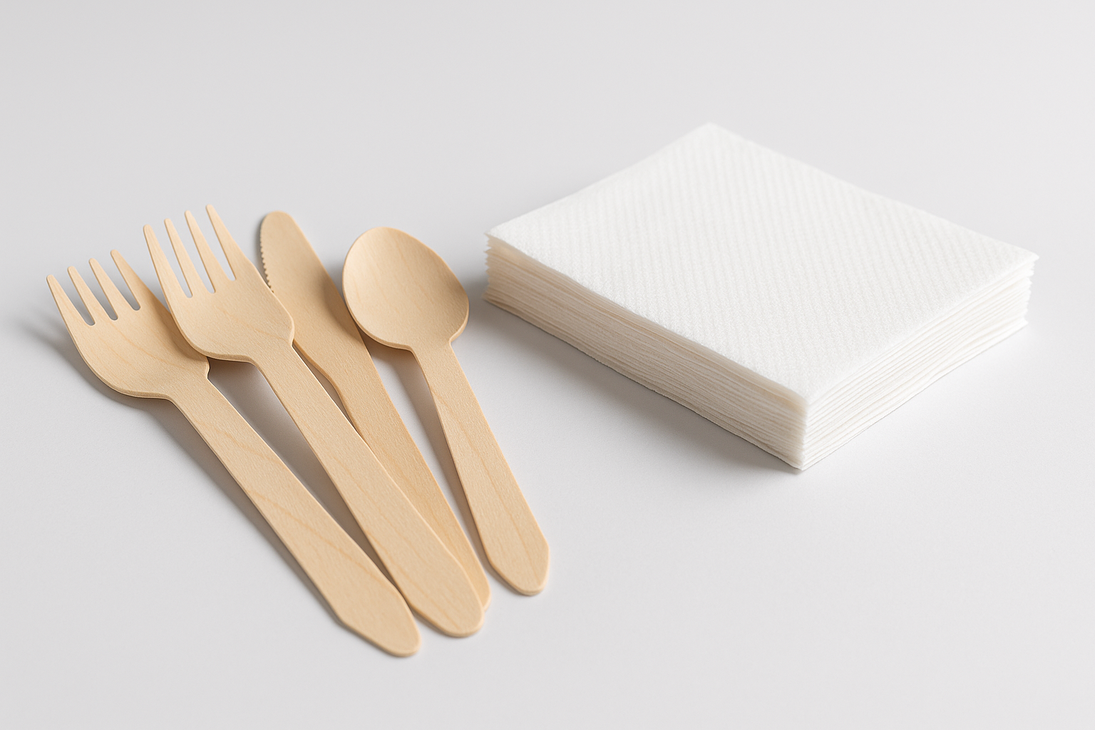 Disposable cutlery and napkins